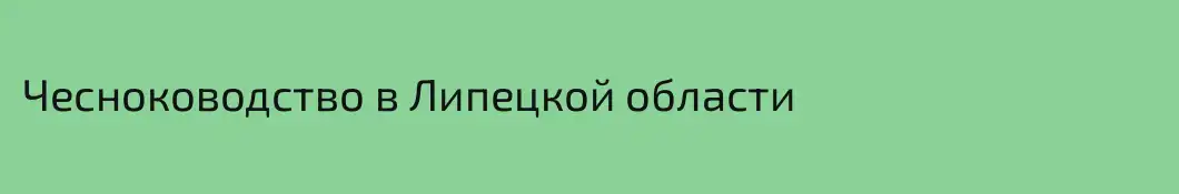 Чесноководство в Липецкой области 